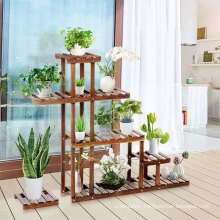 Good quality outdoor modern adjustable mid century 4 tier natural bamboo flower shelf wooden plant stand for flower pot